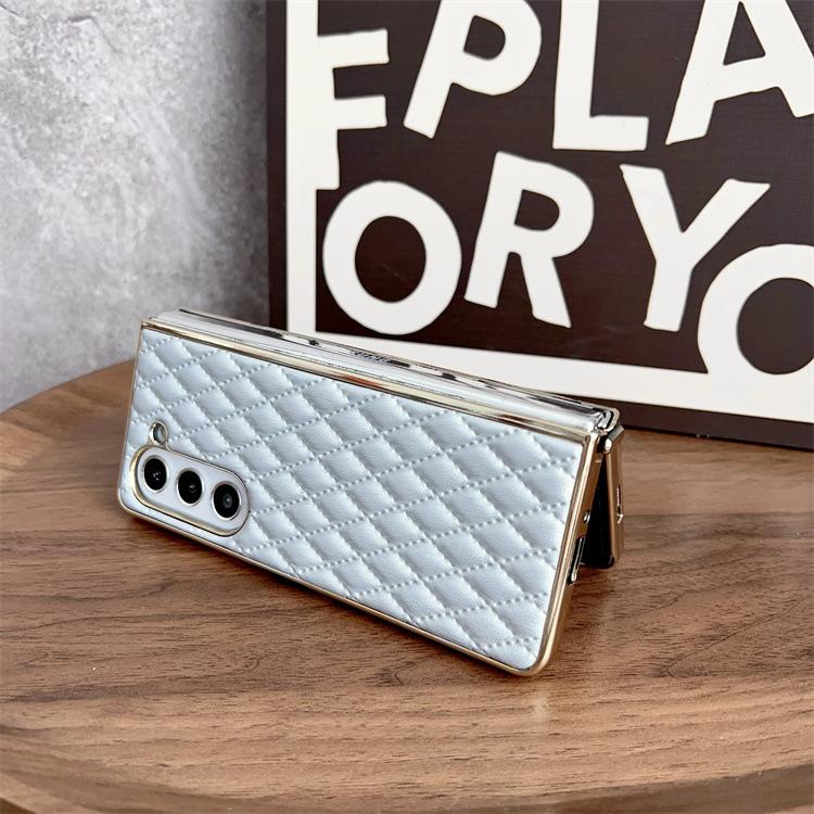 Applicable To Samsung ZFold5 Rhombus Mobile Phone Case Zfold3 Electroplated TPU Soft Zfold3 Folding Mobile Phone Case