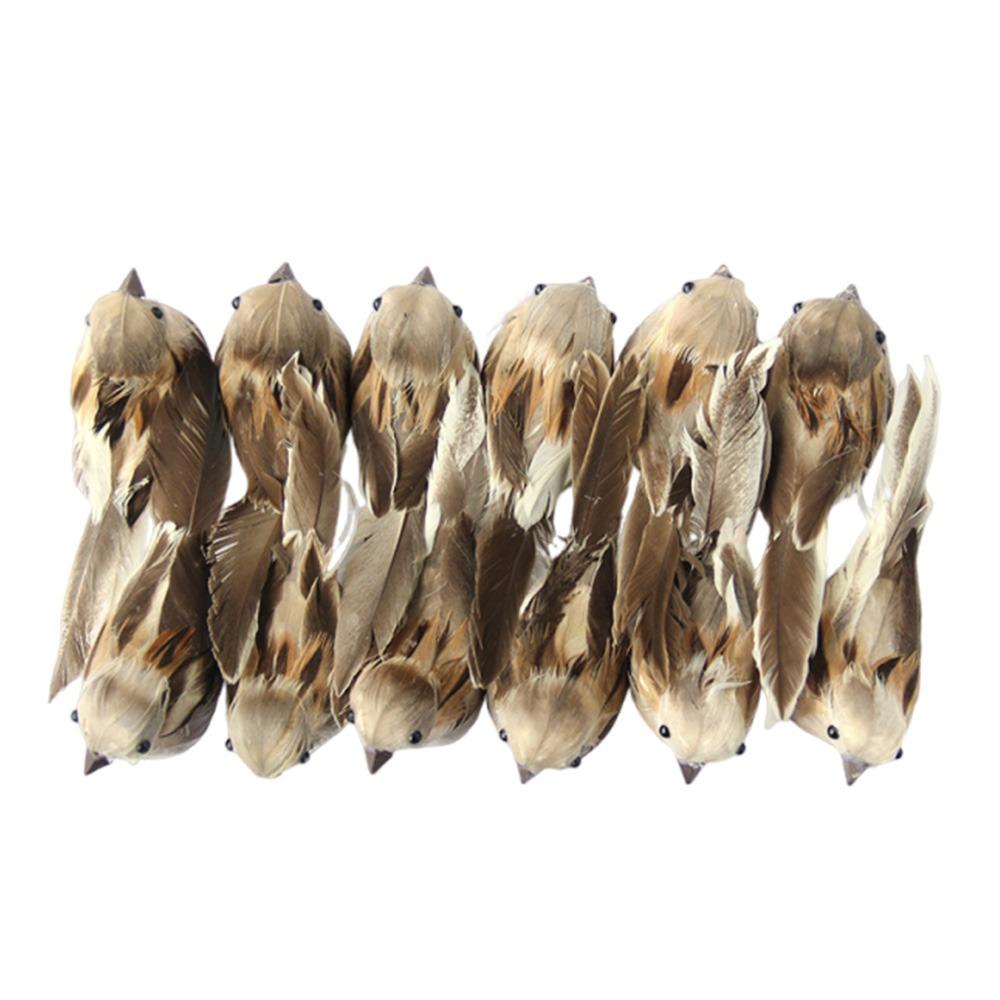 

6PCS Multicolor Sparrow Artificial Birds with Clips DIY Accessories Simulation Sparrow Yard Decoration Photo Props светло-серый