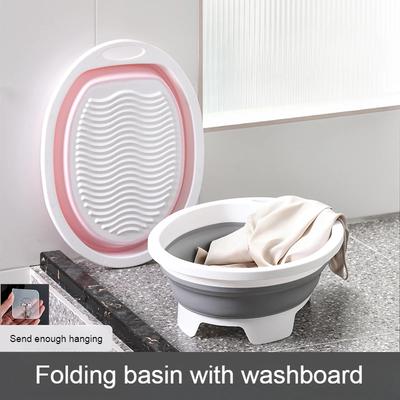 Fold Washing Bucket Laundry Board Underwear Socks Hand Washing Basin Washboard Bathroom Scrub Cleaning For Home School Dormitory