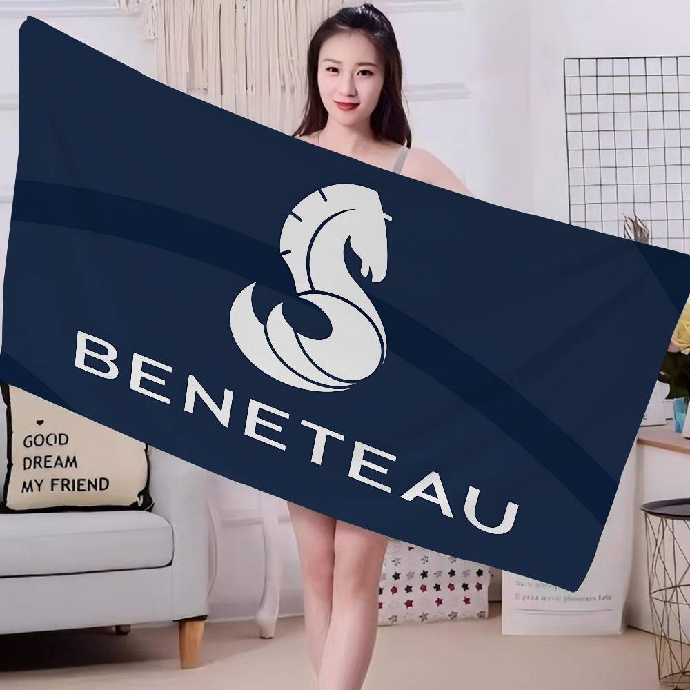 B-BENETEAU Logo Microfiber Printed Beach Towel Mountain Climbing Yoga Beach Swimming Running Absorbent Soft Towel