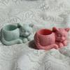 Sleeping Cat Candlestick Resin Mold Cat Planter Pot Mold Silicone Mold DIY Soap Making Aromatherapy Mould Decorations