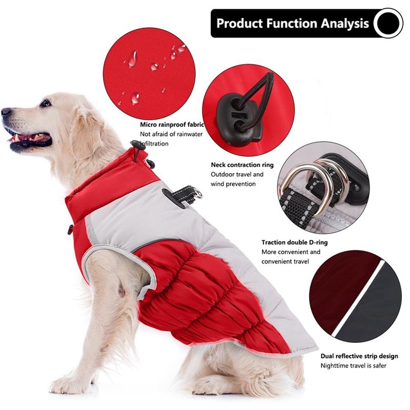 Dog Jacket Waterproof Puppy Clothes For Medium Large Dogs Winter Pet Costume French Bulldog Coat Labrador Shepherd Vest Harness