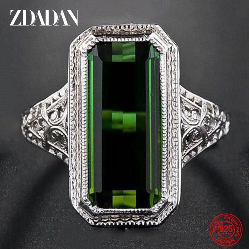 

925 Sterling Silver Big Square Emerald Gemstone Ring for Women Wedding Jewelry Accessories Wholesale 10