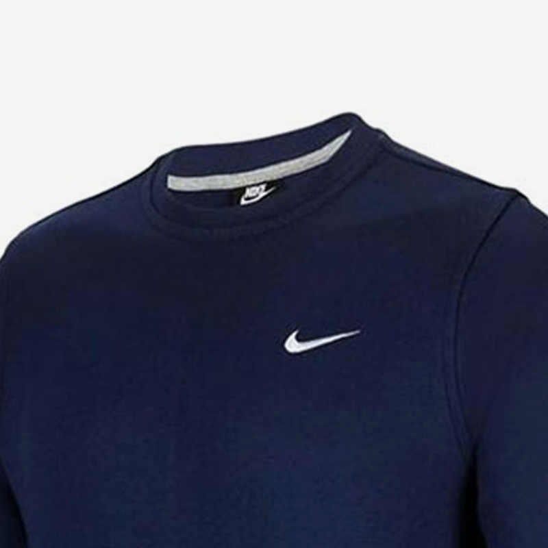 Nike ლოგოს ამობეჭდვა ეკიპაჟის კისრის გრძელმკლავიანი პულოვერის მაისური მამაკაცის ტოპები მუქი ლურჯი 623459-410