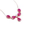 Rose Gold Plated Luxury Shiny Redstone Water Drop Pendant Women'S Pure Color Gold Necklace