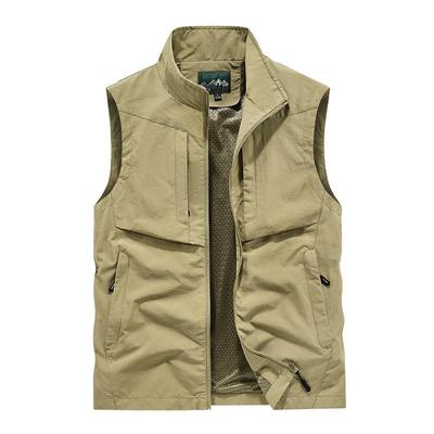 Gilet Outdoor da Uomo Taglie Forti Multi-tasche con Collo Alto - Ideale per Primavera, Autunno, Fotografia e Pesca