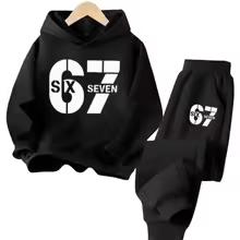 67 Chic Children's Hoodies Set 3-12Y Korean Streetwear Block Tracksuit Fashion Comfortable Kids Sweatshirt 2 Pcs Sets Pant Suit