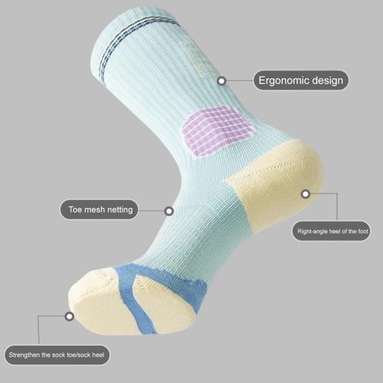 Sports Compression Socks Women Knee High Athletic Socks Elastic Breathable Cushioned Socks for Running Fitness Yoga Dance