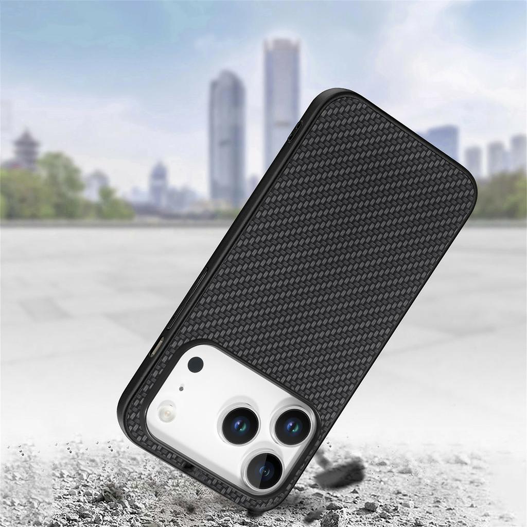 For iPhone 17 Pro Max Case Carbon Fiber Texture PU Leather + PC + TPU Phone Cover