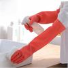 Extra Long Cuffs Rubber Cleaning Gloves Velvet Lining Oil Resistant Mitts  Car Washing