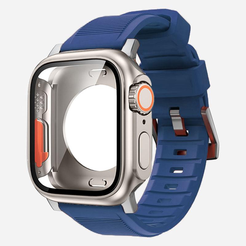 Cinturino in nylon + custodia per Apple Watch Custodia 44mm 45mm 41mm 40mm Copertura in vetro temperato Cambia in Ultra per iWatch Serie 8 7 SE 6 5 3