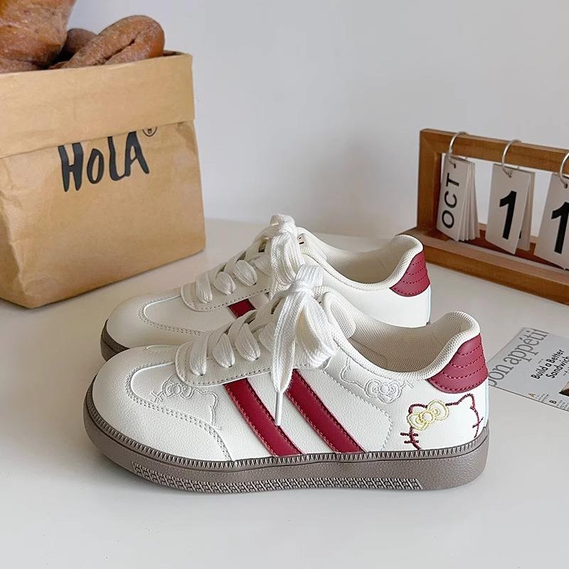 Cute KT cat embroidery German training shoes women 2025 new Korean niche chic versatile board shoes casual little white shoes women