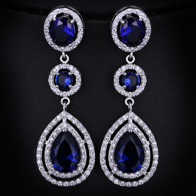 New Korean-Style Heavy Zirconia Long Tassel Water Drop Earrings