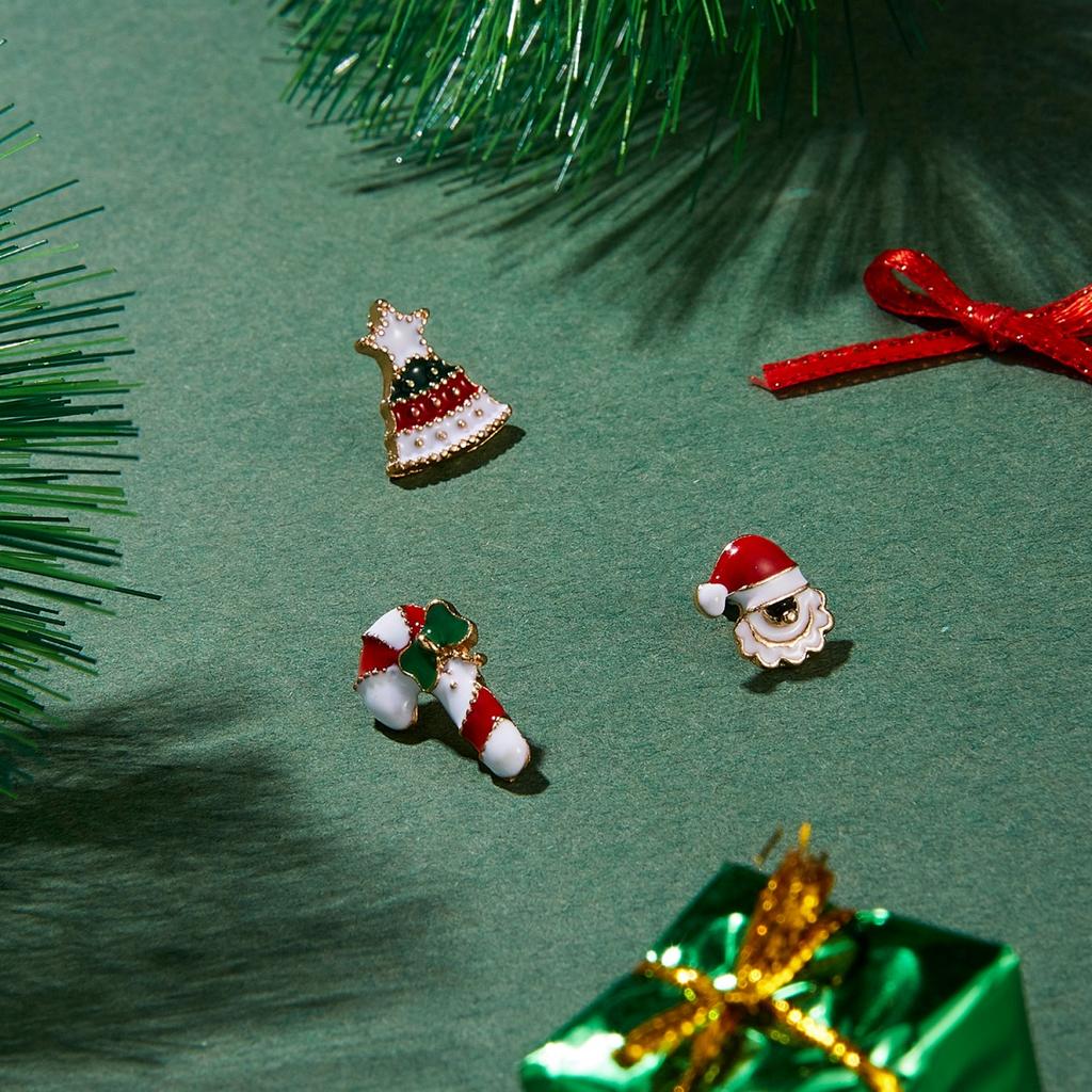 Christmas Brooch Pins Set Bell Snowflake Gift Box Snowman Deer Sock Crutch Tree Santa Claus Enamel Badge Jewelry For Women Men