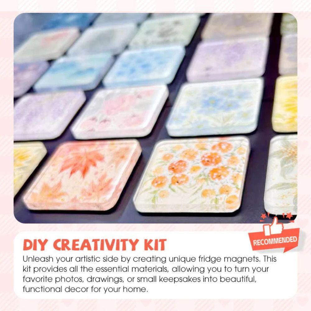 10pcs Handmade Transparent Photo Magnets Acrylic Fridge Magnets Material Kit DIY Fridge Magnet Kit