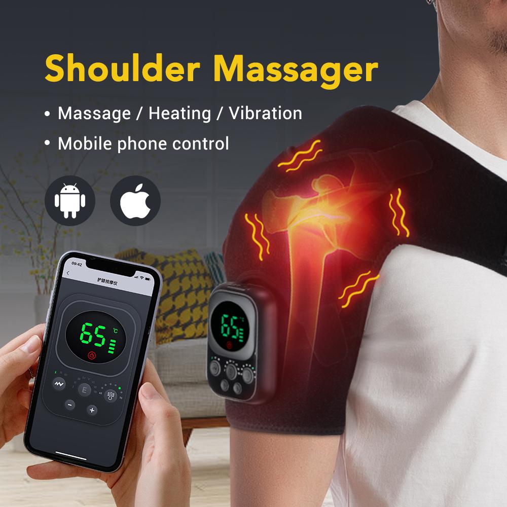 Electric Heating Shoulder Brace Wrap Wireless Remote Control Vibration Shoulder Massager Support Belt Strap For Muscle Relax