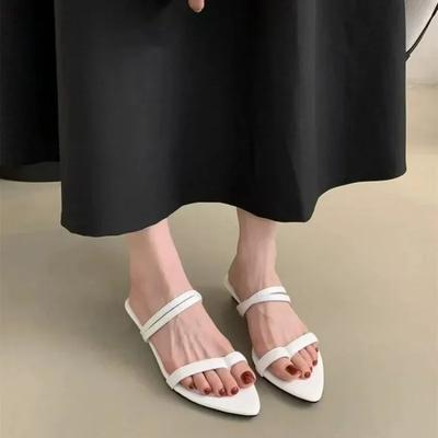 2024 New Women's Shoes Summer Fashion Women's Slippers Slip-On Low Heel Rubber Women's Shoes Solid Color Glossy Flat Shoes