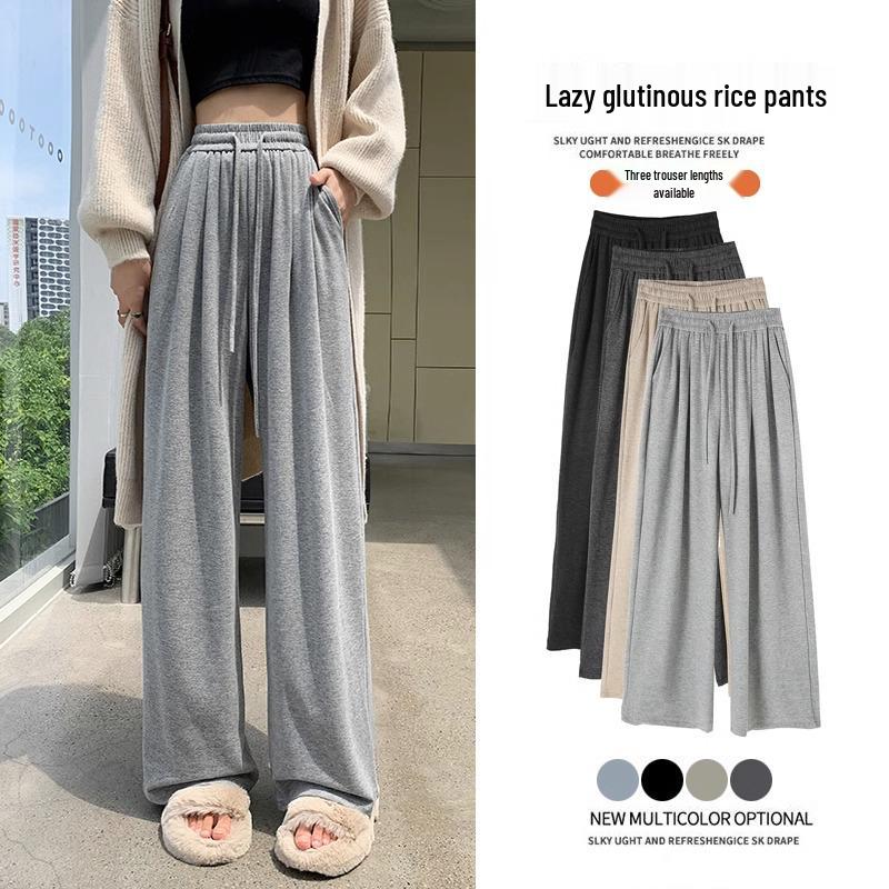 

Женские зимние 2025 трикотажные брюки с высокой посадкой и широкими штанинами - Прямой крой, повседневный стиль L (111-120 jin)