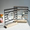 Earring Display Holder,Metal 3 Layers Jewelry Storage Organizer Wood Base Stand Tree,Bracelet Necklace Ear Stud Rack Gift