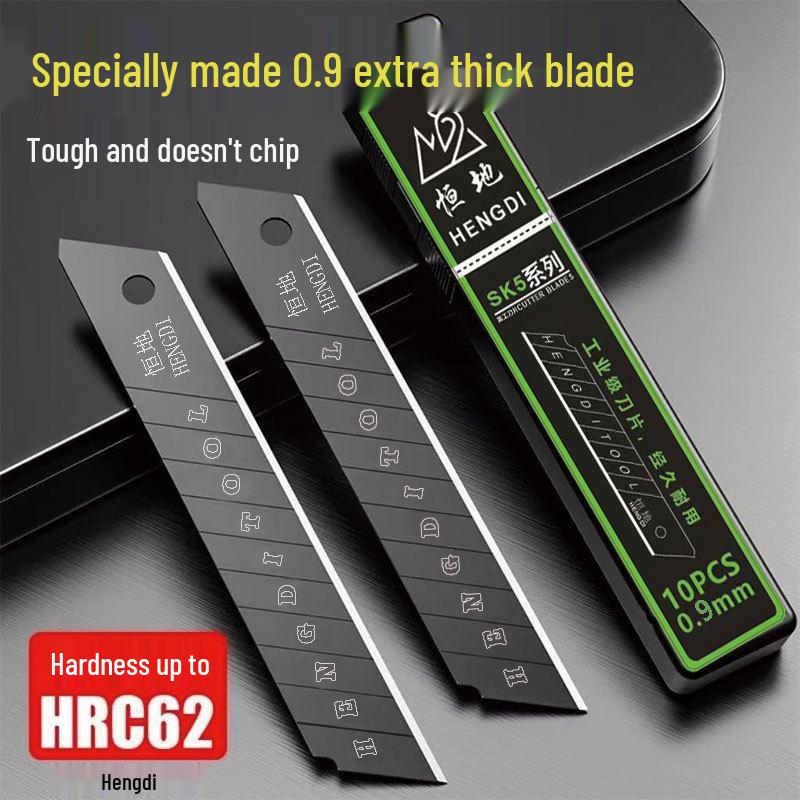 Henderson Large Black 18mm Utility Knife, Extra Thick 0.7mm Sharp Blade for Industrial and Wallpaper Cutting.