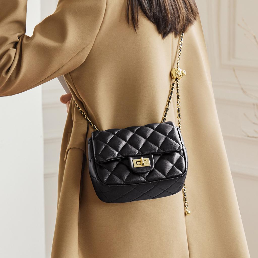 Mrs. Qiao Women's Bag New 2025 Genuine Leather Small Bag Quilted Chain Bag Fashionable Shoulder Bag Crossbody Bag