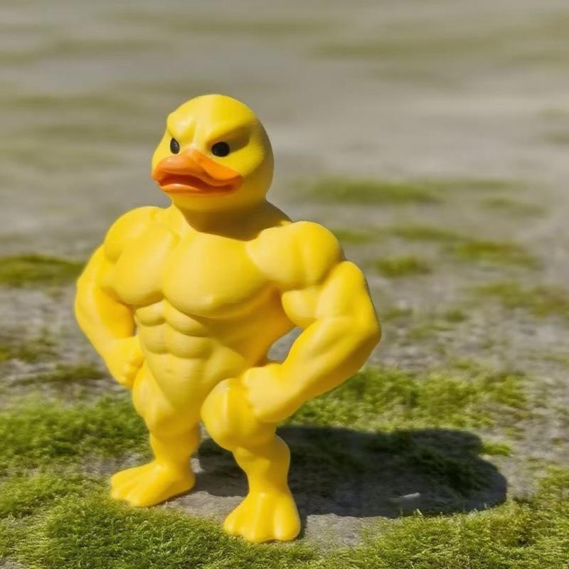 Creative Muscle Duck Statue: Home Entrance & Desktop Ornament with Label