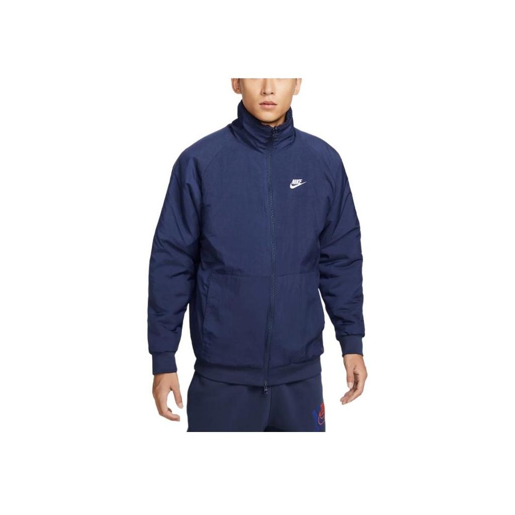 Nike Sportswear Swoosh Fashion Comfortable Soft Reversible Collar Fleece Jacket Men Jackets Deep-Navy White Team-Blue-Grey BQ6546-411