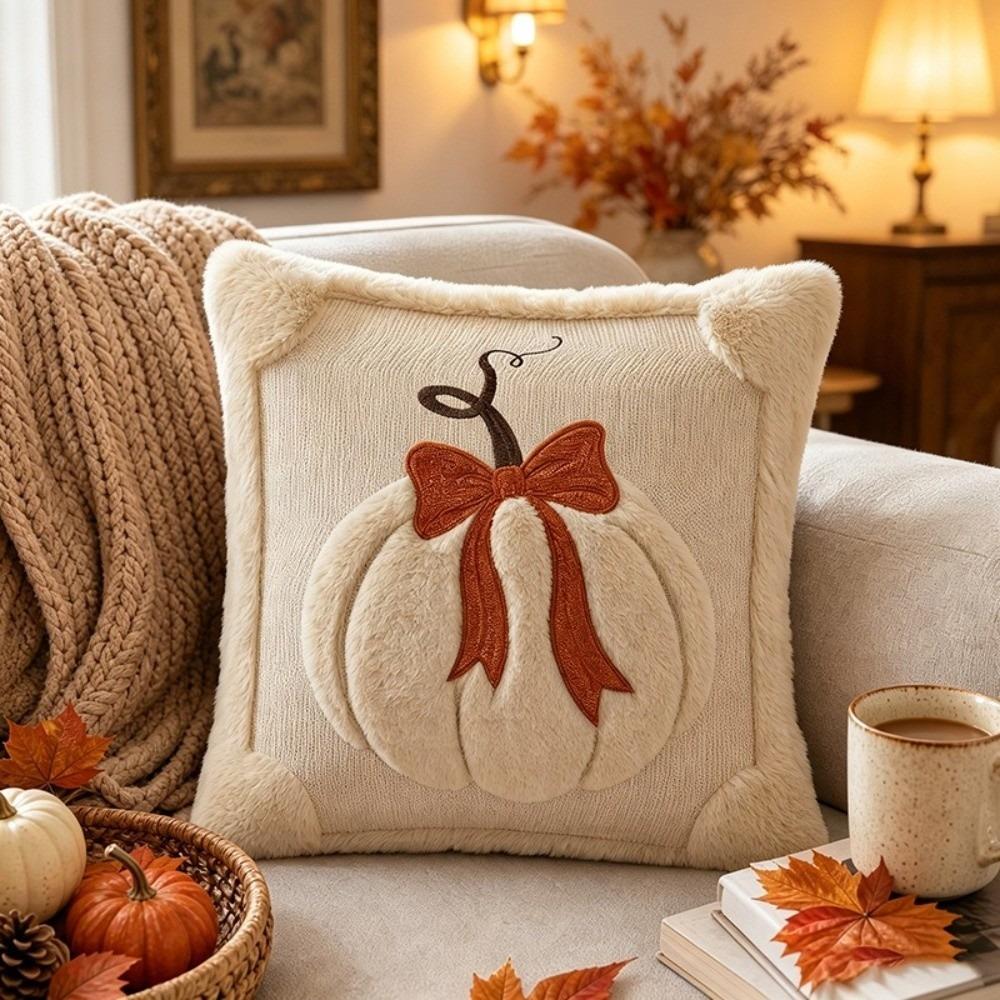 Pumpkin Tufted Cushion Cover 45x45cm Plush Pillow Covers New Throw Pillow Cover Fall Decor