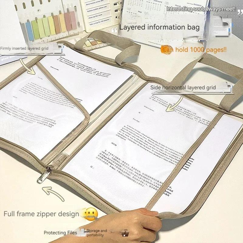 A4 Pocket Folders, Portable Organ Bag Paper Holder Storage Book Pencil Case Storage Bags File Bag Folder Document Organizer