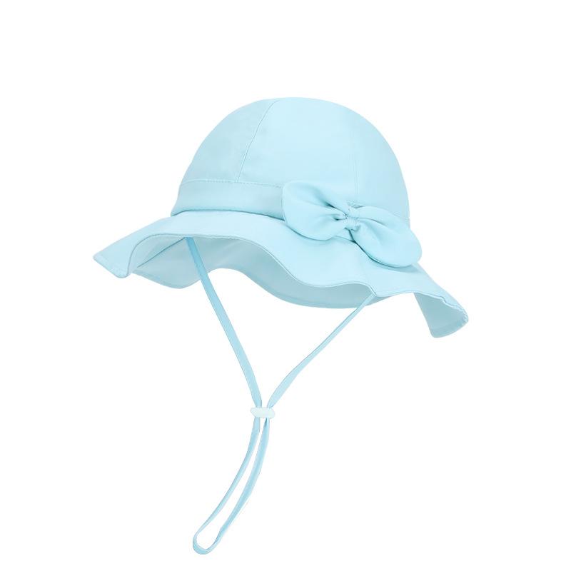 Summer children's sun hat cute bow breathable six bucket hat baby girl big eaves sun hat