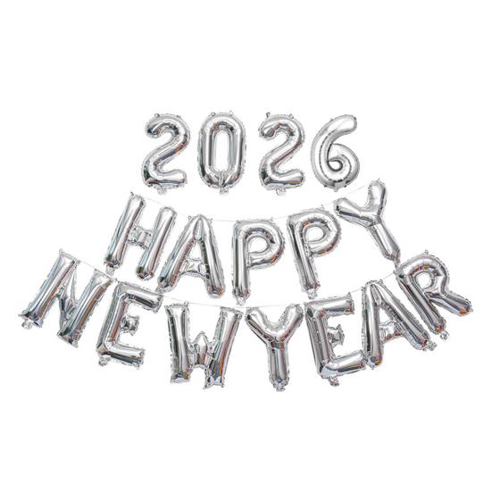 HAPPY NEW YEAR 2026 Balloon 16 Inch Foil Letter Happy New Year Balloons NYE Banner Backdrop Decoration for New Year Eve Party Supplies
