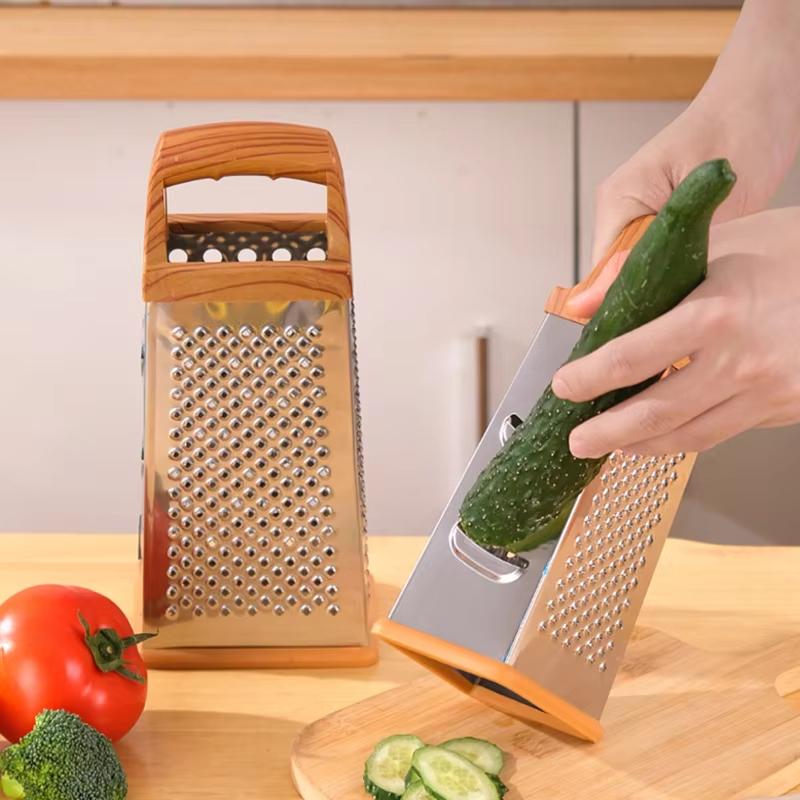 Stainless Steel Grater Portable Manual Vegetable Slicer Imitation Wood Handle Shredder Garlic Carrot Chopper Kitchen Tools