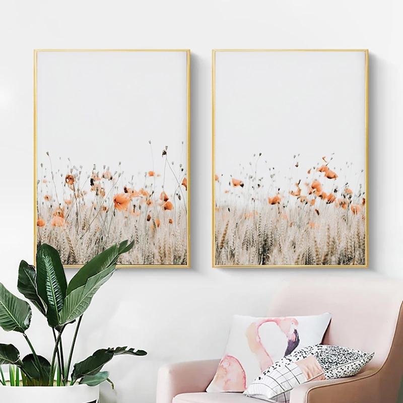 Scandinavian Poster Red Flower Art Print Pictures Prints Wall Painting for Living Room Modern Home Nordic Cuadros Decoration