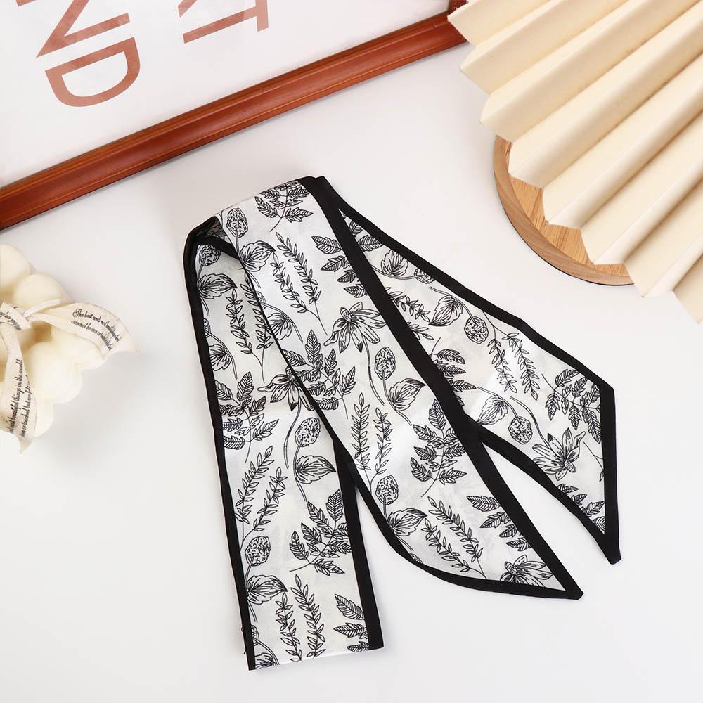 Spring Hairbands New Headband Flower Printed Scarf Hair Bands Satin Silk Scarf Women Hair Ribbon