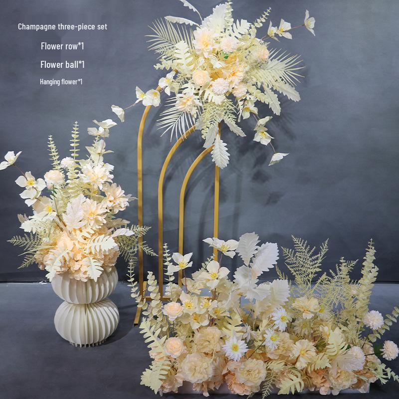 Champagne Aisle Flower Row for Chinese Wedding Stage Decor - Artificial Wedding Flowers
