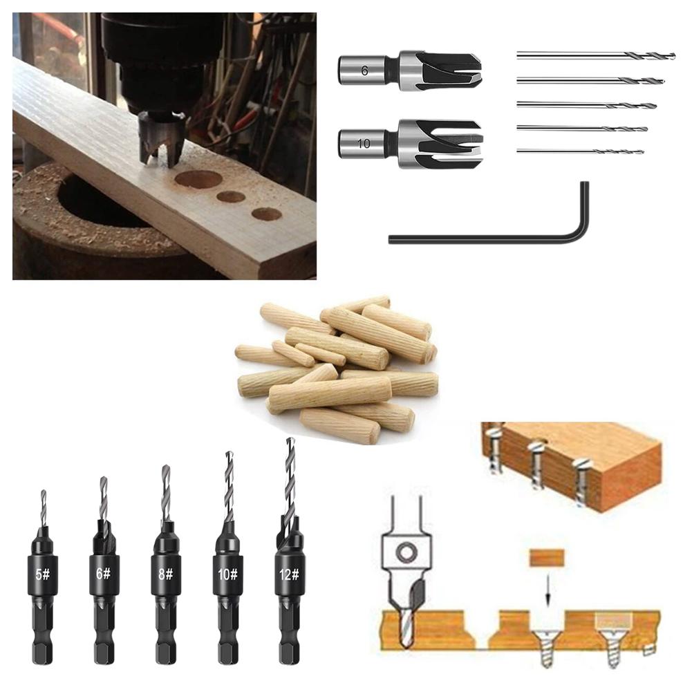 Woodworking Countersunk Head Drill And Chamfering One Piece Hexagonal Handle Countersunk Fried Dough Twist Drill