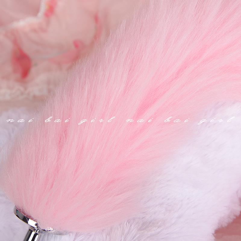 Fox Role Play Set: Metal Anal Plug with Tail, Lace Choker, and Headband for Teasing and Flirting