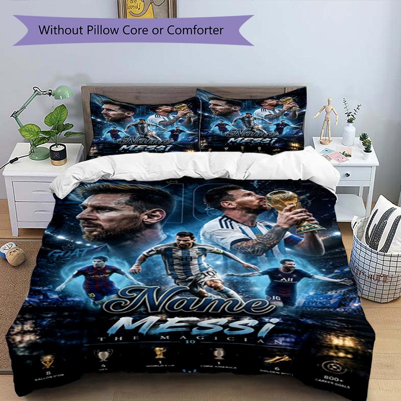 Messi Lionel Messi World Cup Champion Personalized Name Bedding Set,Soft Bed Linen for Bedroom Home Decoration,Perfect Gift for Football Fans,Breathab