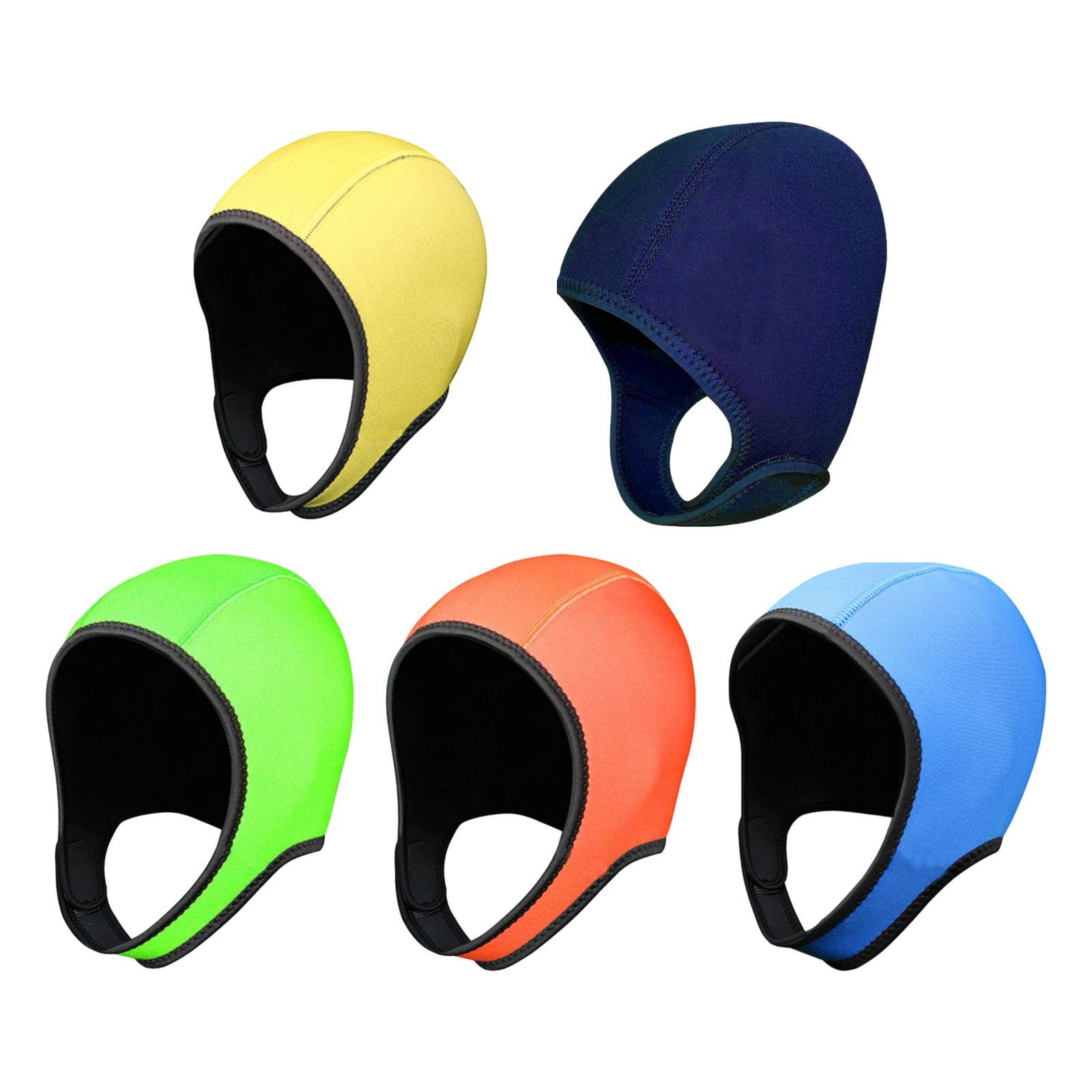Diving Hood Swim Hat, Neoprene Wetsuit Hood Headgear with Chin Strap, Swimming arancione