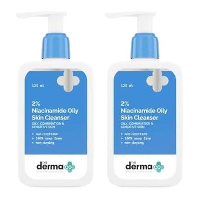 The Derma Co 2% Niacinamide Oily Skin Cleanser 125 Ml Pack of 2 for Sensitive & Combination Skin