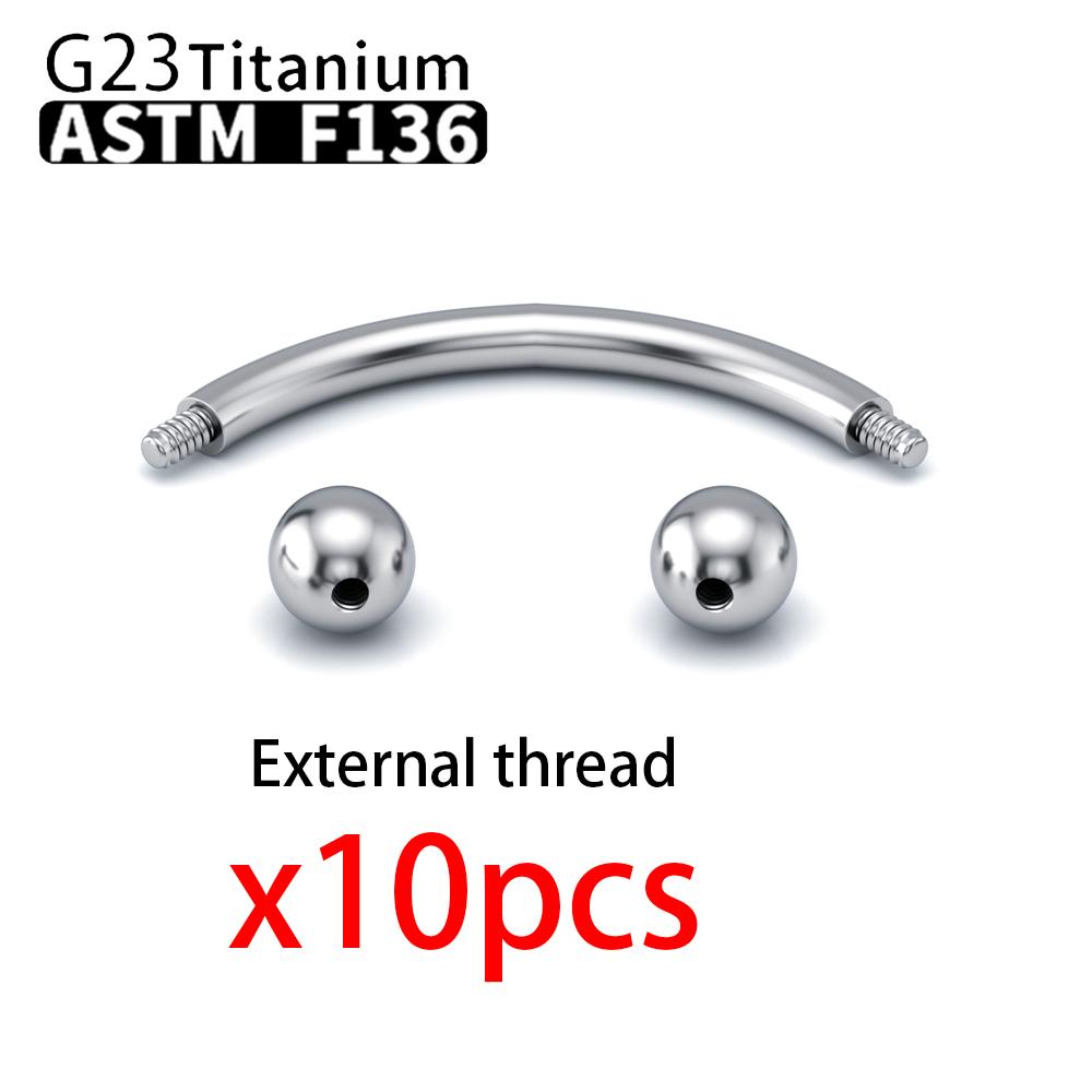 G23 Titanium 10PCS Labret Lip Stud Piercing Eyebrow Body Jewelry Nose Ring C rod For Women Septum Piercing