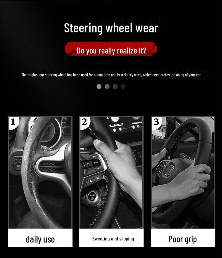 3D Embossed Suede Car Steering Wheel Cover with Chasing Light and Carbon Fiber Handle Cover