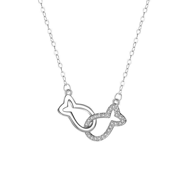 

Ожерелье с бриллиантами и ключицами в виде рыб для женщин, легкое, роскошное, высокого класса, темпераментное, универсальное, лучшее, модное, для друзей, цепочка на ключицы