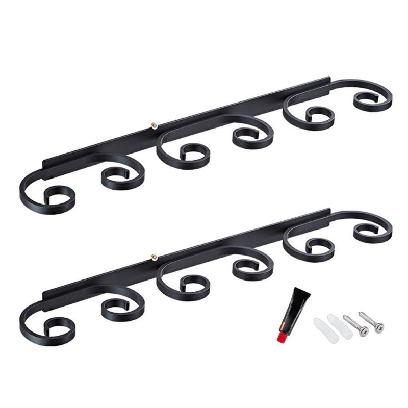 Set of 2 Under Cabinet Wine Glass Hangers Elegant Metal Stemwares Rack Wall Mounted Glass Holder for Kitchen Bars