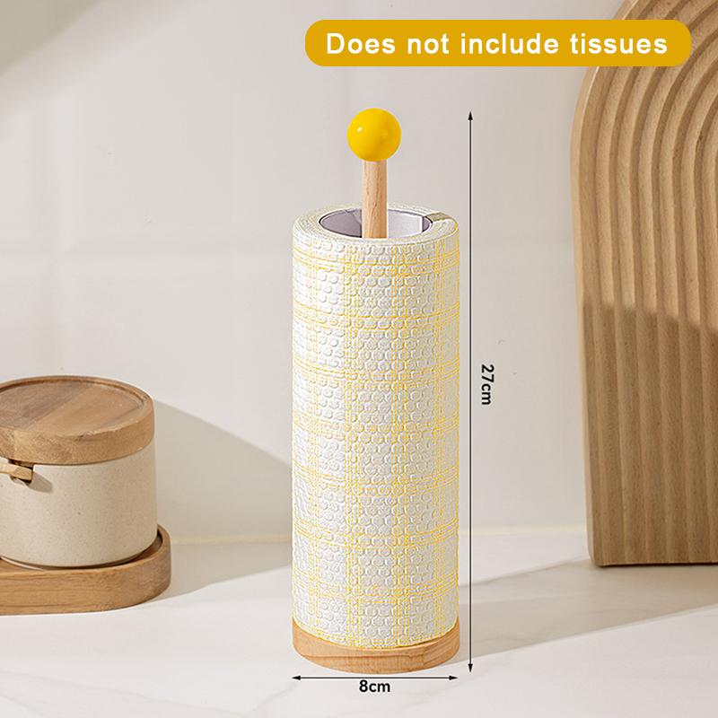 Kitchen Wooden Roll Paper Towel Holder Bathroom Tissue Vertical Stand Disposable Paper Pot Kitchen Toilet Storage Accessories