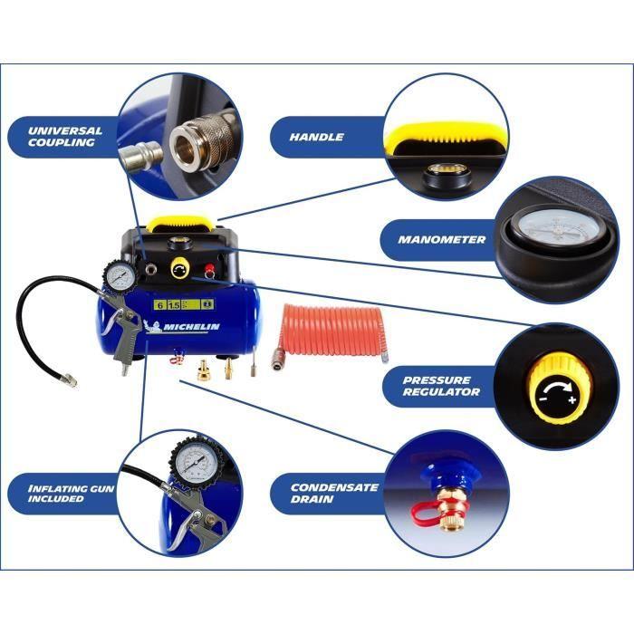 Compresseur d'Air Portable Michelin MBL6 6 Litres Sans Huile