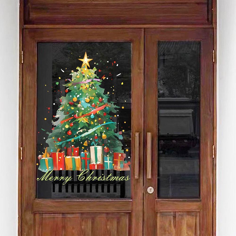 Holiday Glass Decals Christmas Window Stickers Static Cling Removable Christmas Window Decals PVC Reusable