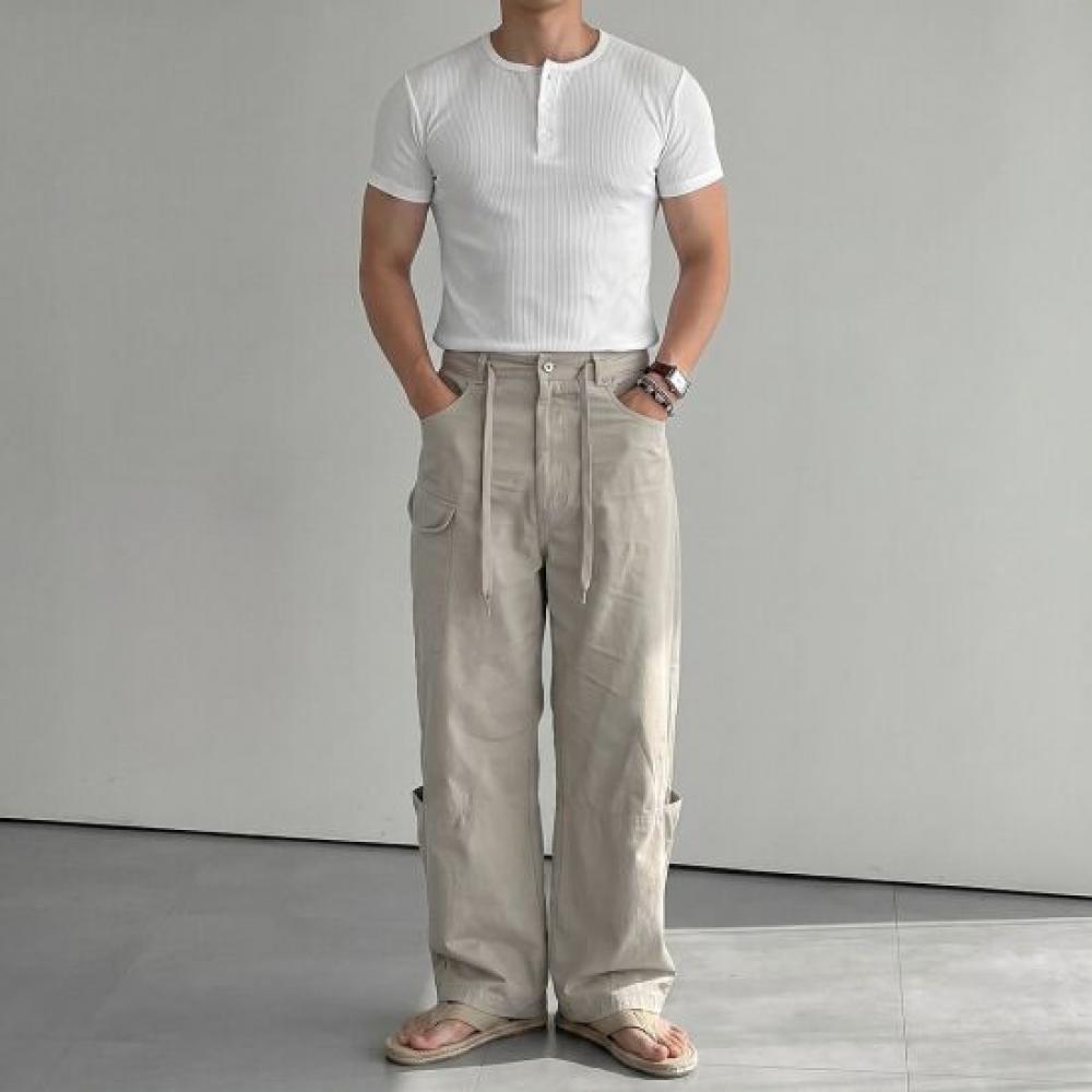 Onl Men S Henry Neck Cropped Semi muScle FiT T ShirT