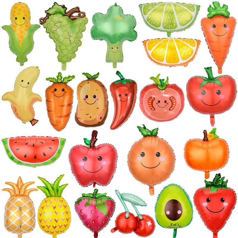 Special-Shaped Vegetable Fruit Aluminum Film Balloon Broccoli Orange Carrot Tomato Fruit And Vegetable Theme Decorative Balloon