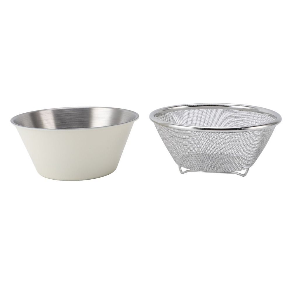 Microporous Structure Rice Strainer Beige Silver Strainer with Bowl Colander with Bowl Meal Prep